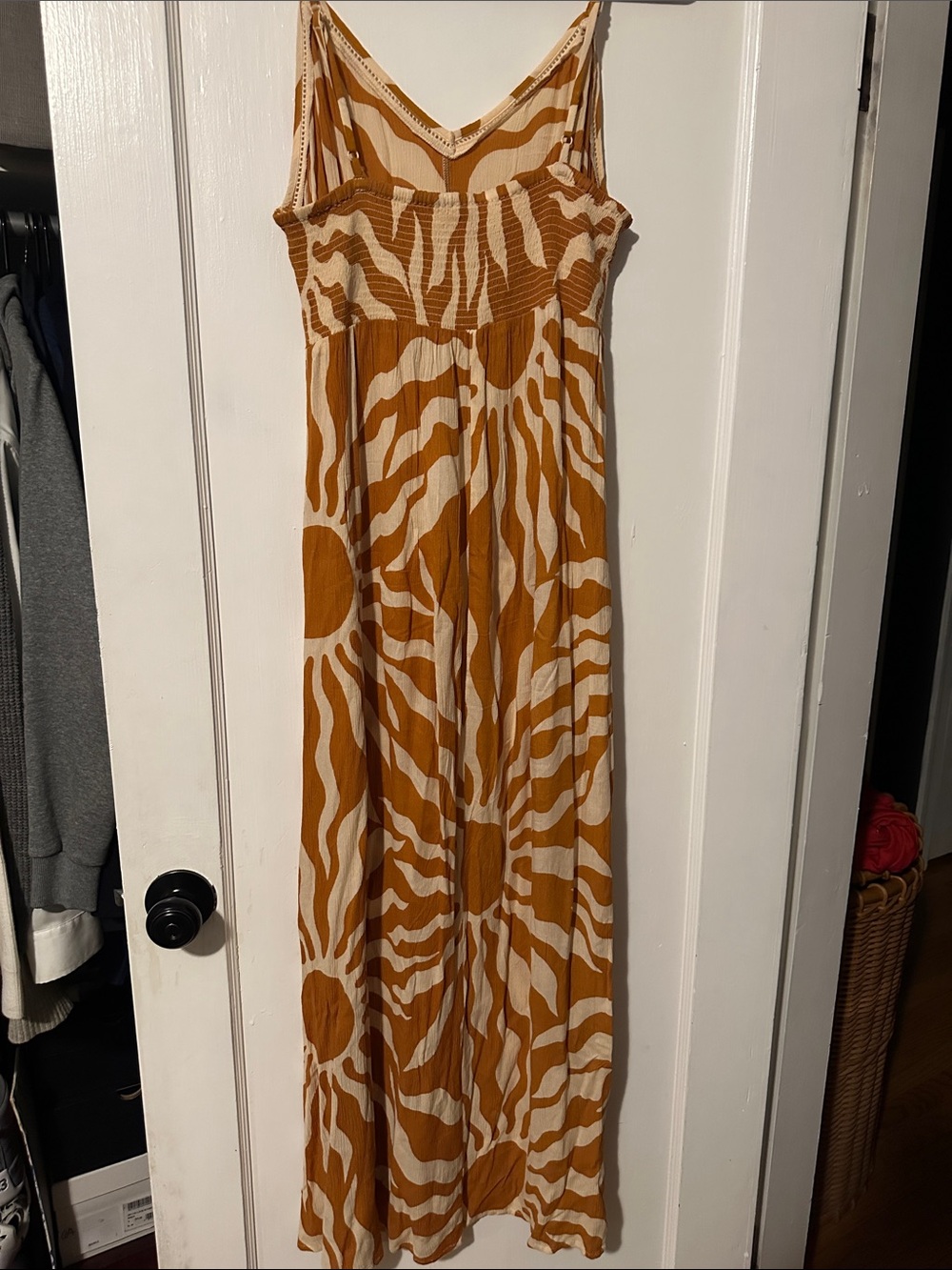 Patrons of Peace Mustard and Cream Sunburst Spaghetti-Strap Maxi Dress - Picture 2 of 5